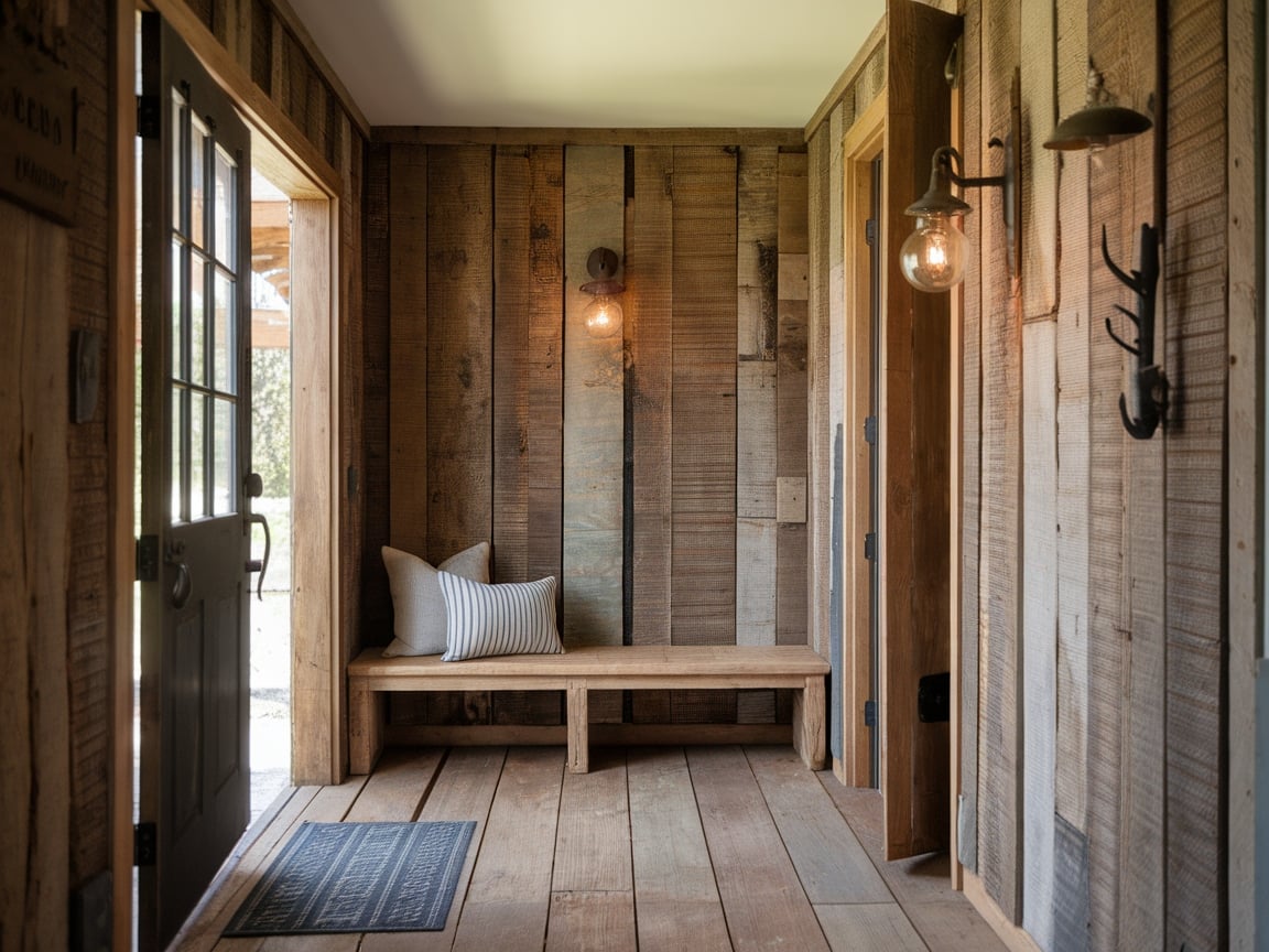 1. Rustic Reclaimed Wood Entryway