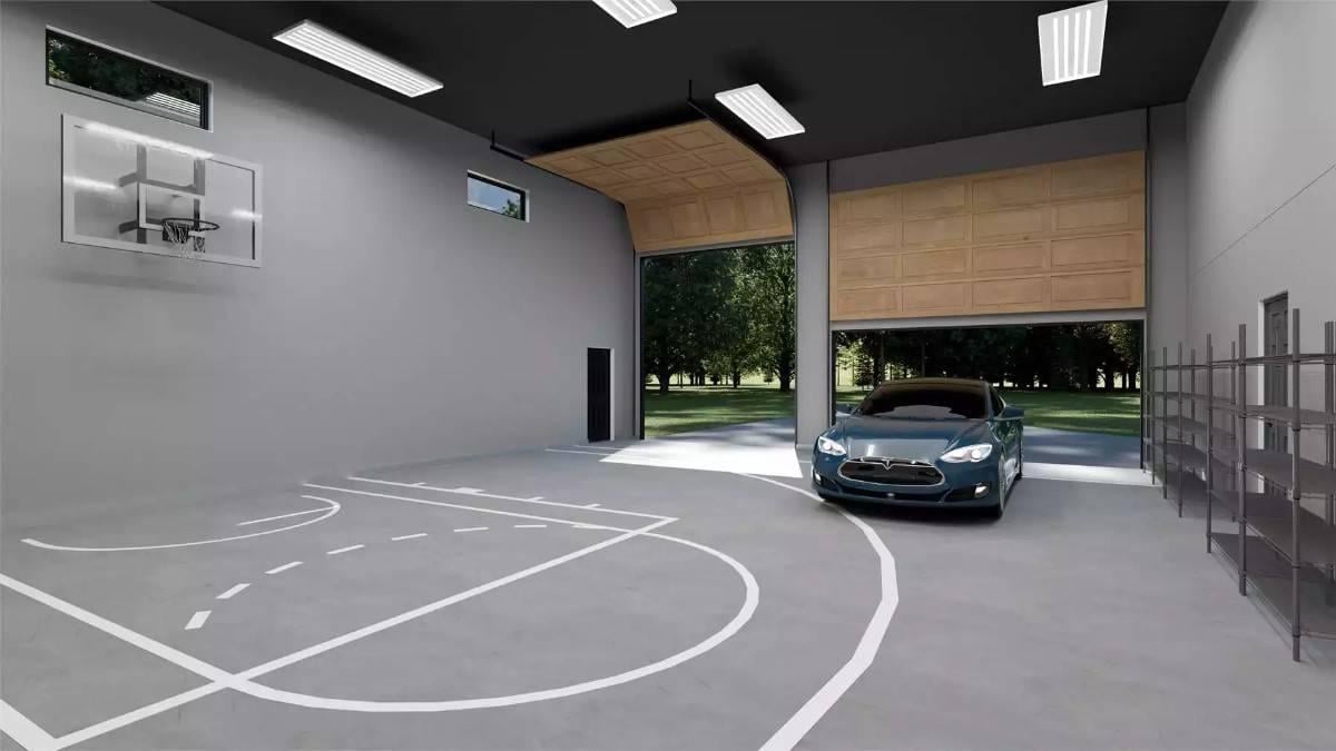 Dual-Purpose Garage with a Built-In Basketball Court