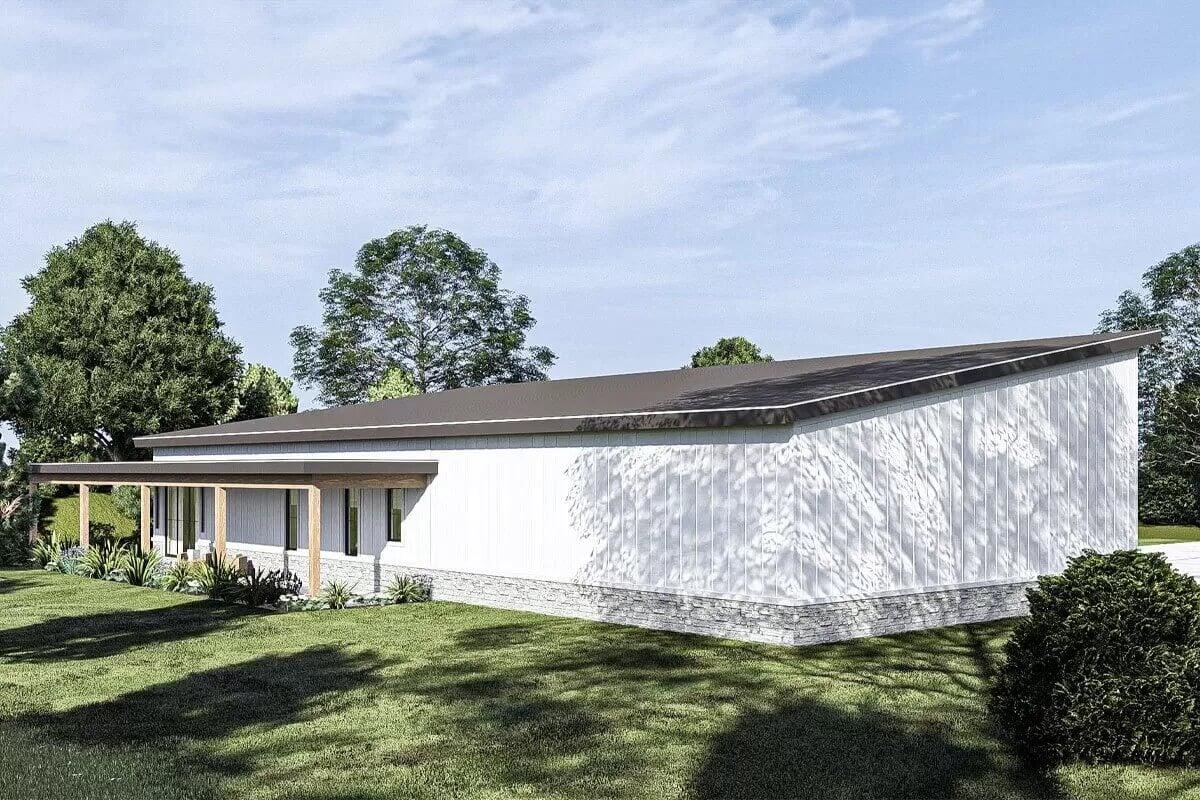 Take In the Angular Roofline and Wide Windows of This Minimalist Retreat