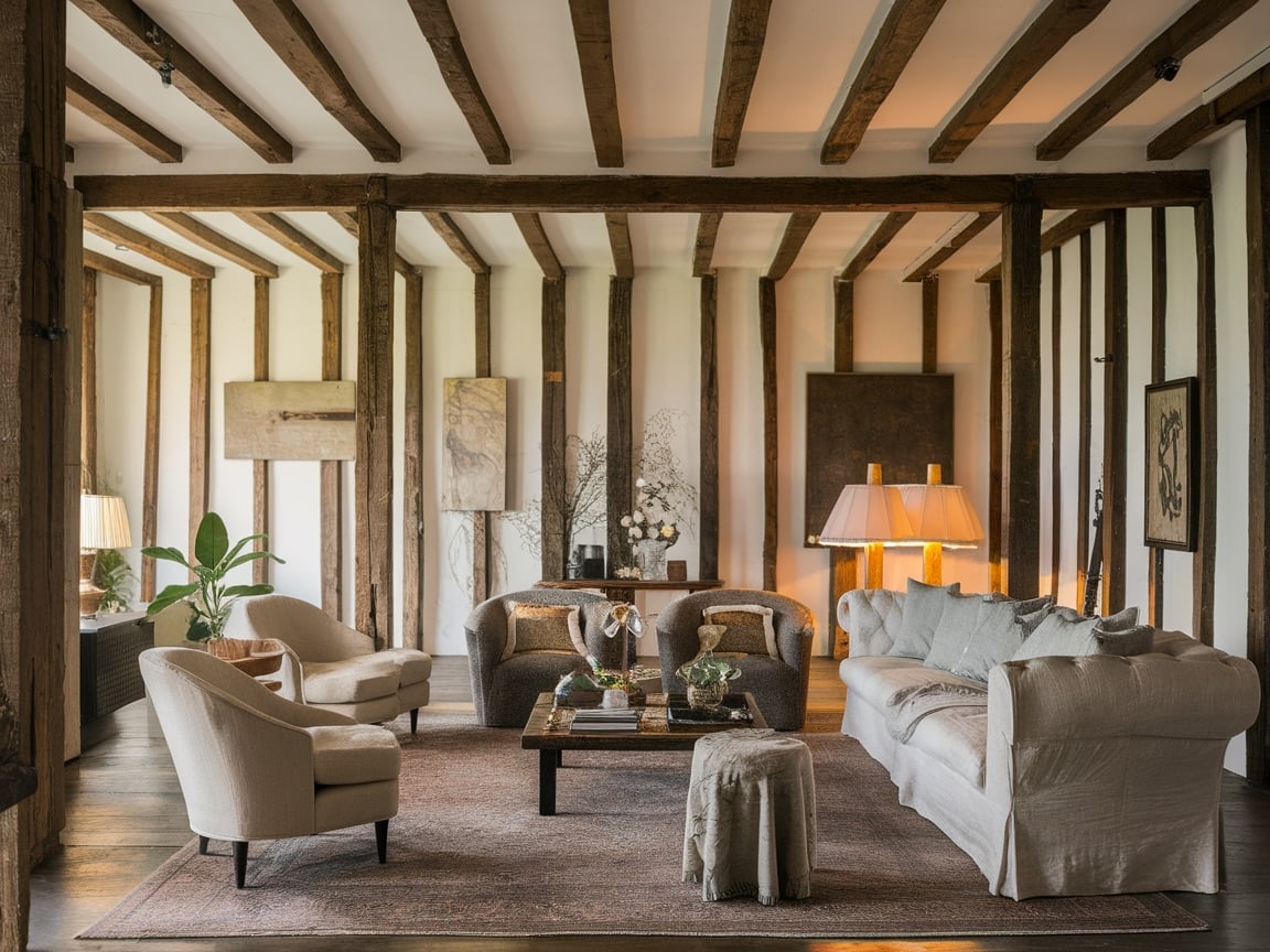 9. Rustic Elegance with Exposed Beams