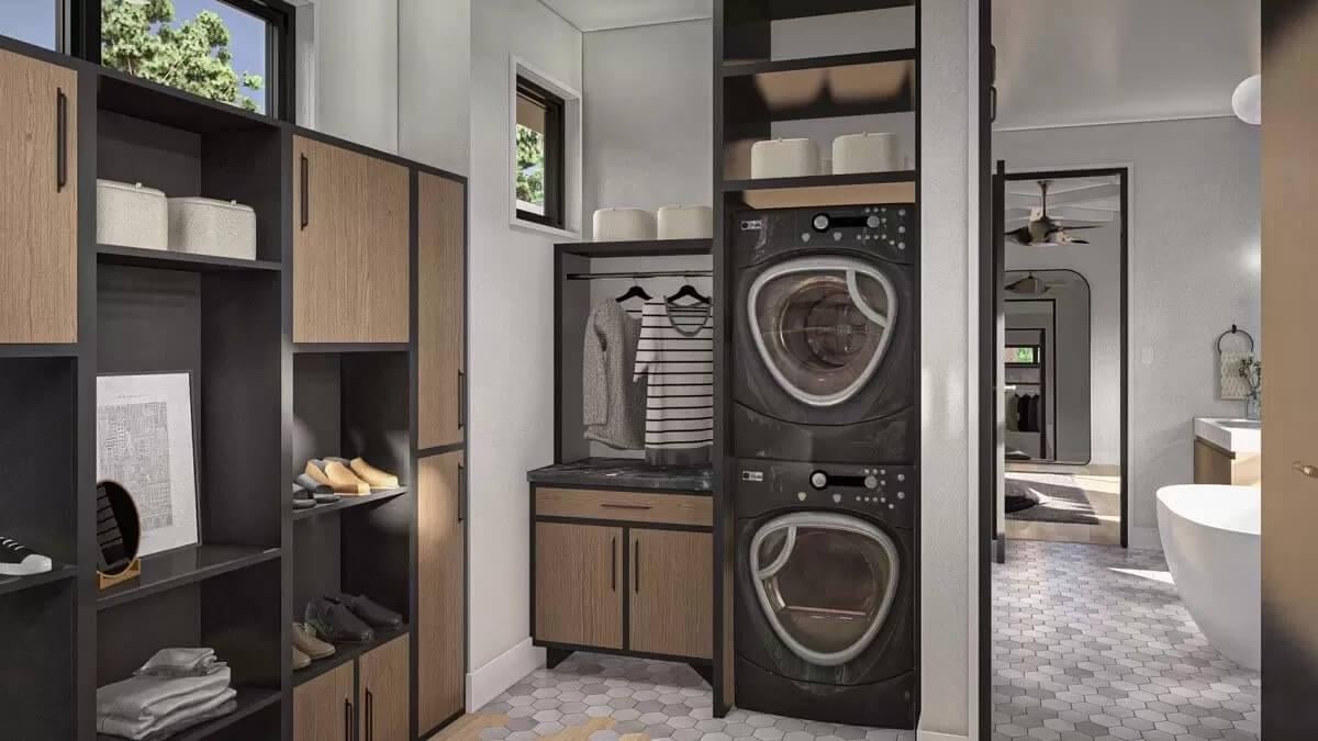 Efficient Laundry Room with Clever Storage Solutions