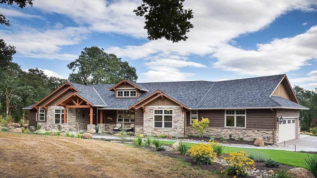 Rustic and Refined: Look at That Stone Detailing on This Craftsman Gem
