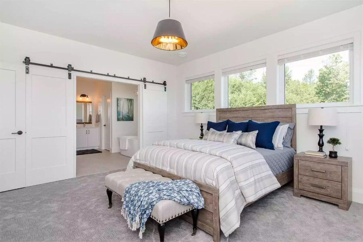 Wow, Check Out the Barn Door in This Tranquil Bedroom