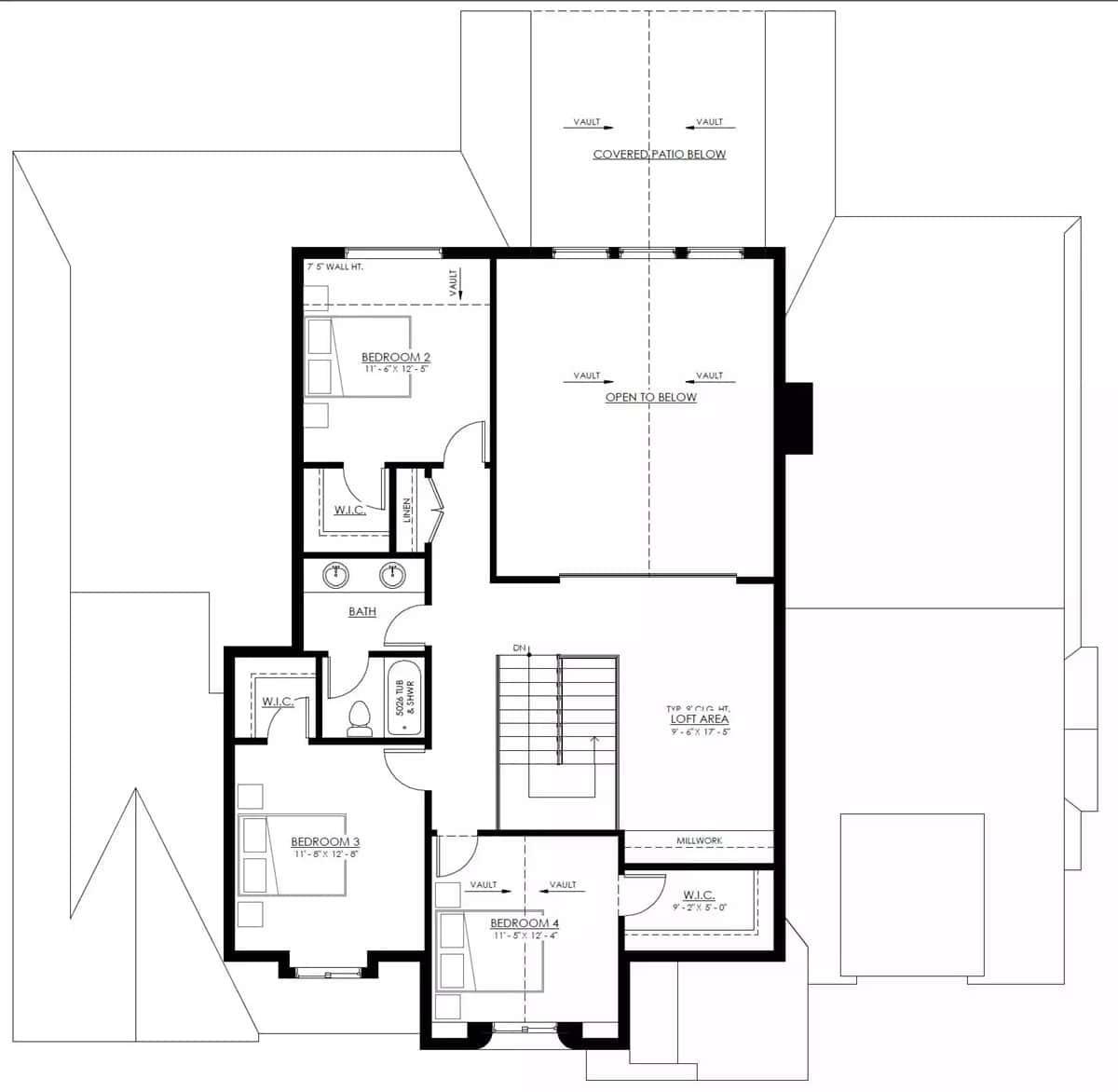 Upper Floor Layout Featuring Open Loft and Spacious Bedrooms