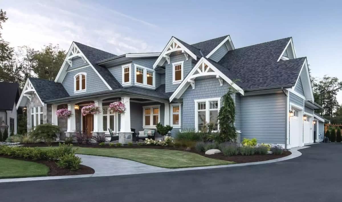 Admire the Beautiful Craftsman Gables and Flowering Porch