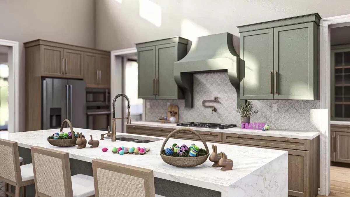 Check Out the Subtle Mint Cabinets and That Bold Range Hood
