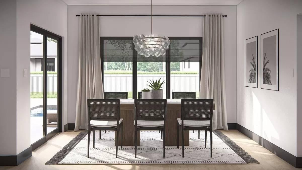 Contemporary Dining Room with a Stunning Glass Chandelier