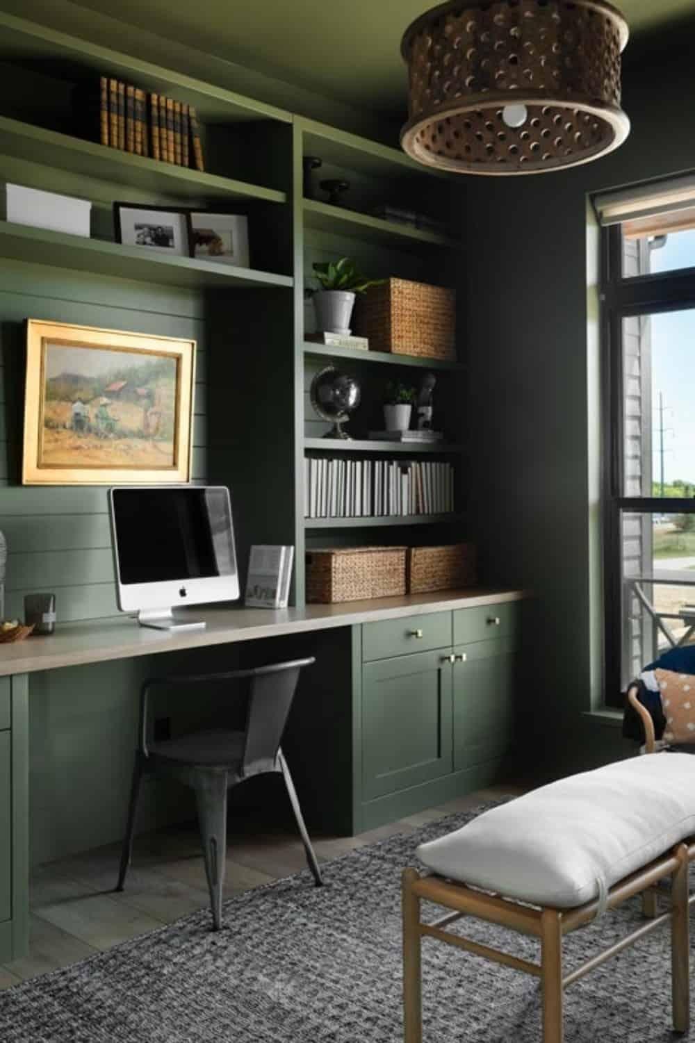 Look at That Mossy Green Built-In Desk Creating a Work Haven
