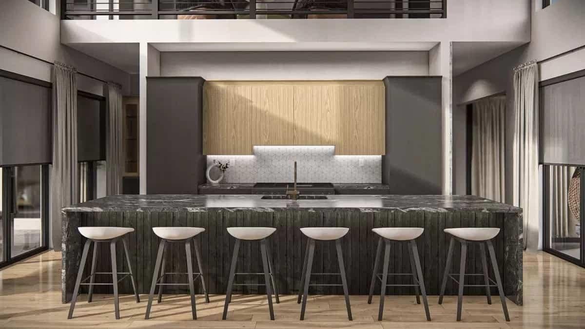 Wow, Check Out That Marble Island in This Modern Kitchen