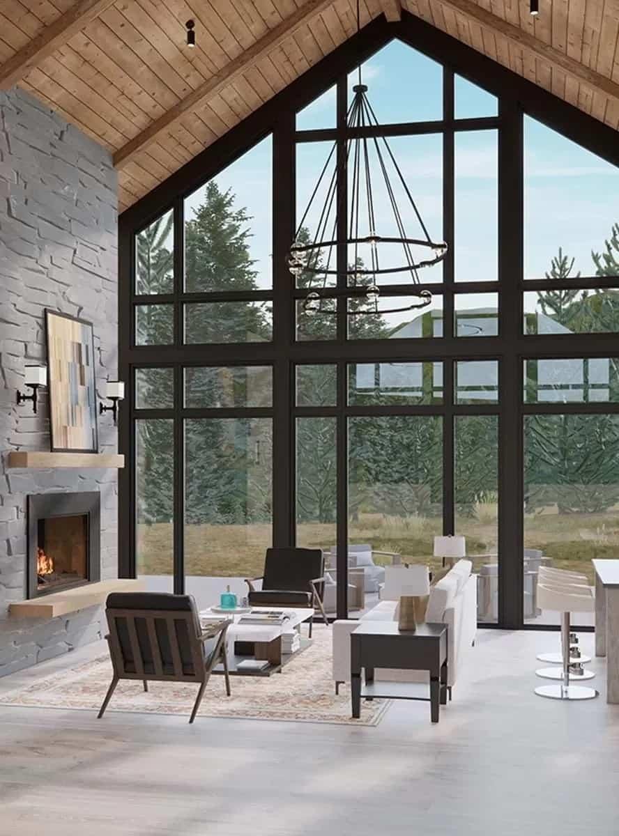 Wow, Take a Look at Those Expansive Floor-to-Ceiling Windows in This Living Room