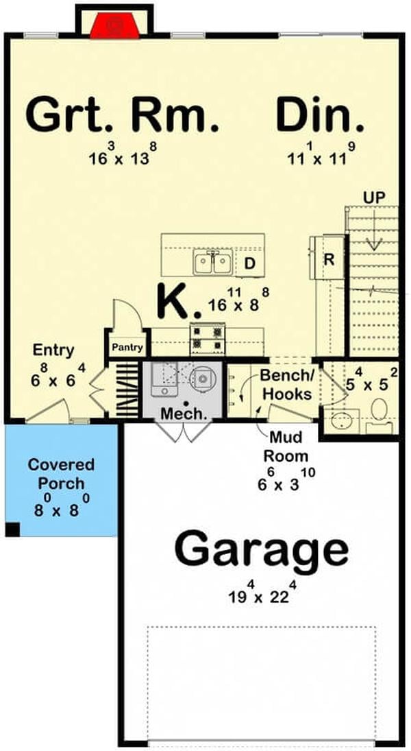 Craftsman Layout Highlighting an Open-Concept Great Room and Kitchen