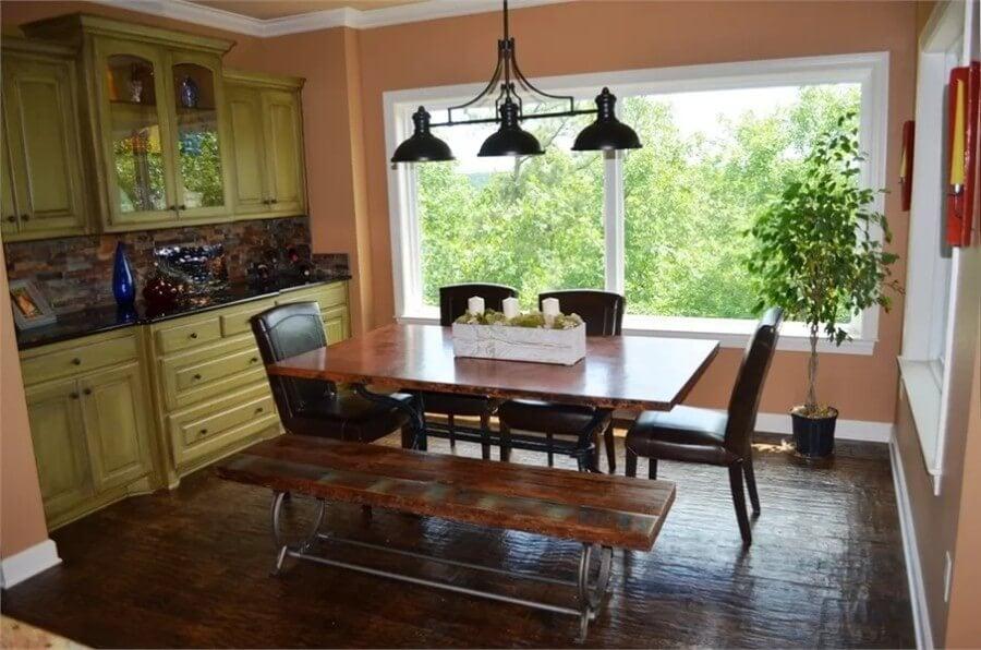 Charming Dining Nook with Vintage-Style Lighting