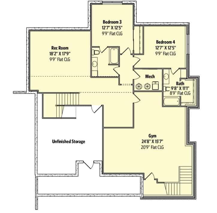 Check Out This Basement Floor Plan with a Dedicated Gym and Rec Room