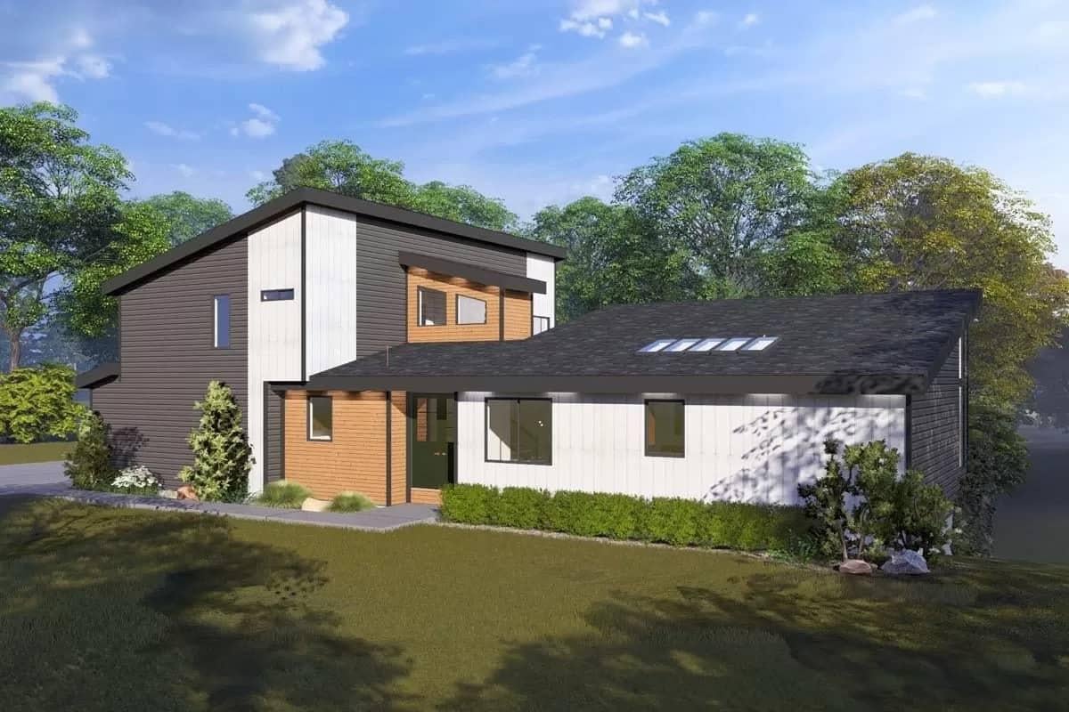 Spot the Multi-Toned Facade and Skylights in This Contemporary Design