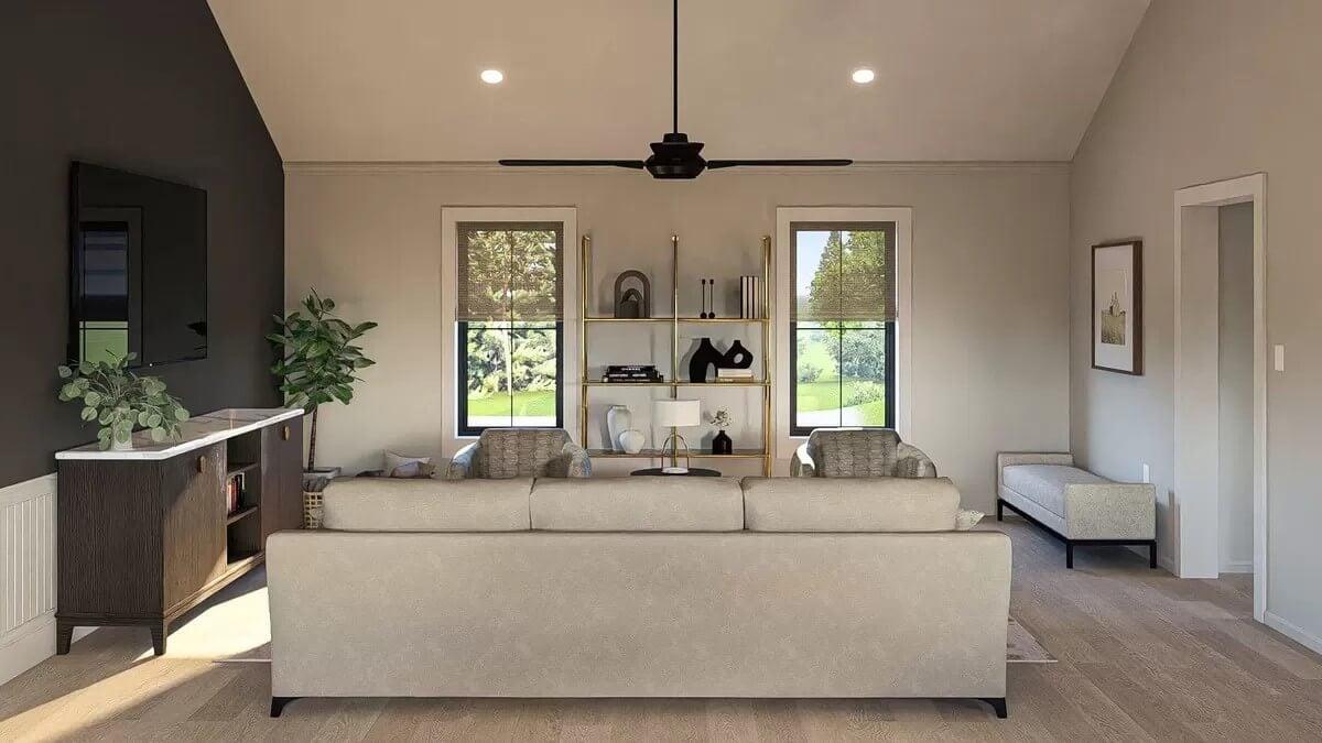 Notice How the Dark Feature Wall Complements This Living Room