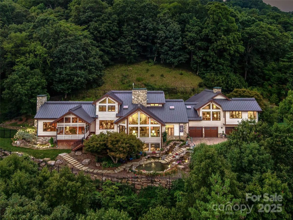 This home in Asheville is listed at $10,000,000. Built in 1987, this 5,437 sq ft estate in North Asheville features 5 bedrooms, 7 bathrooms,