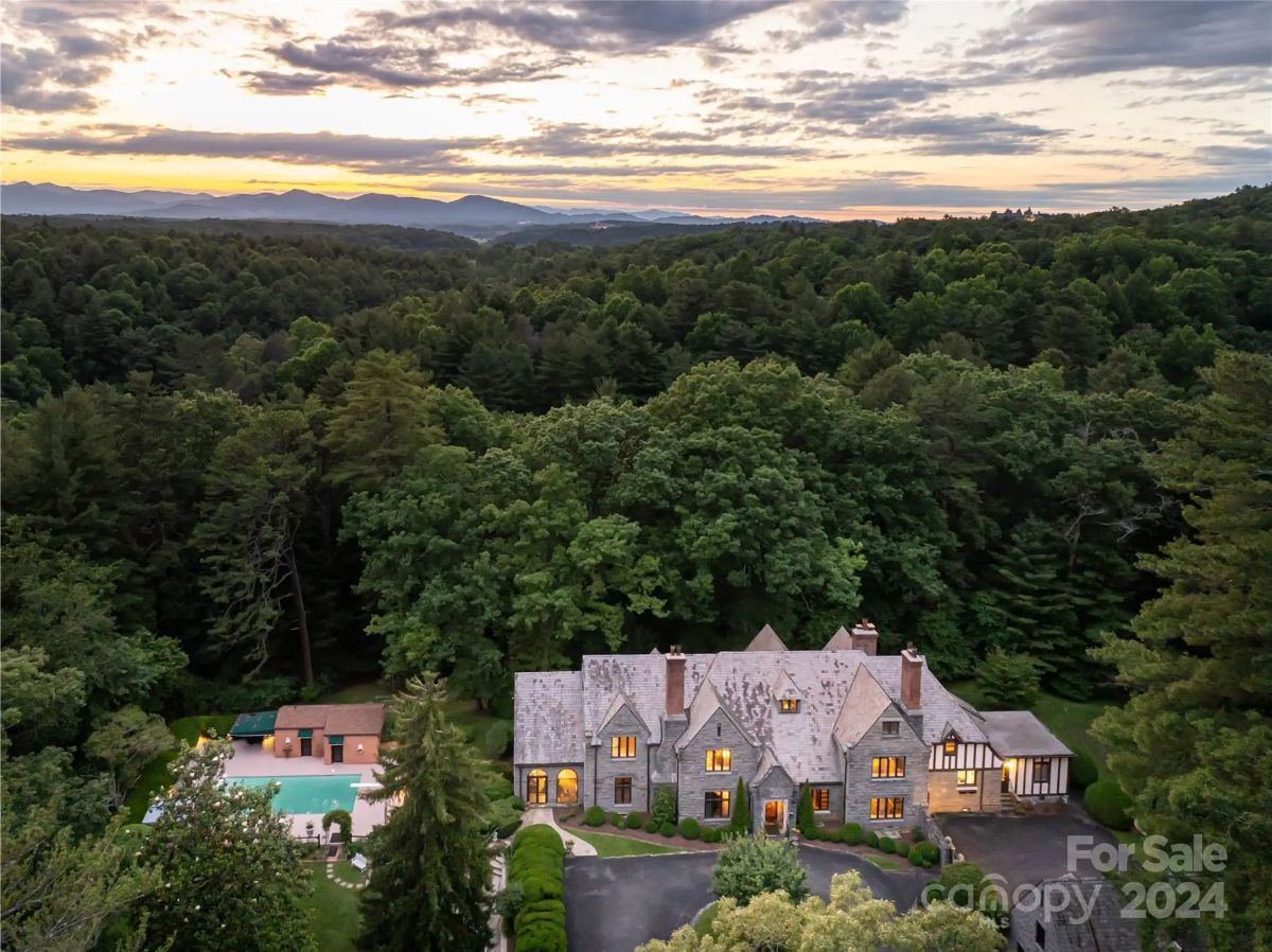 This home in Asheville is listed at $9,750,000. Built in 1924 and set on over 9 acres in prestigious Biltmore Forest,