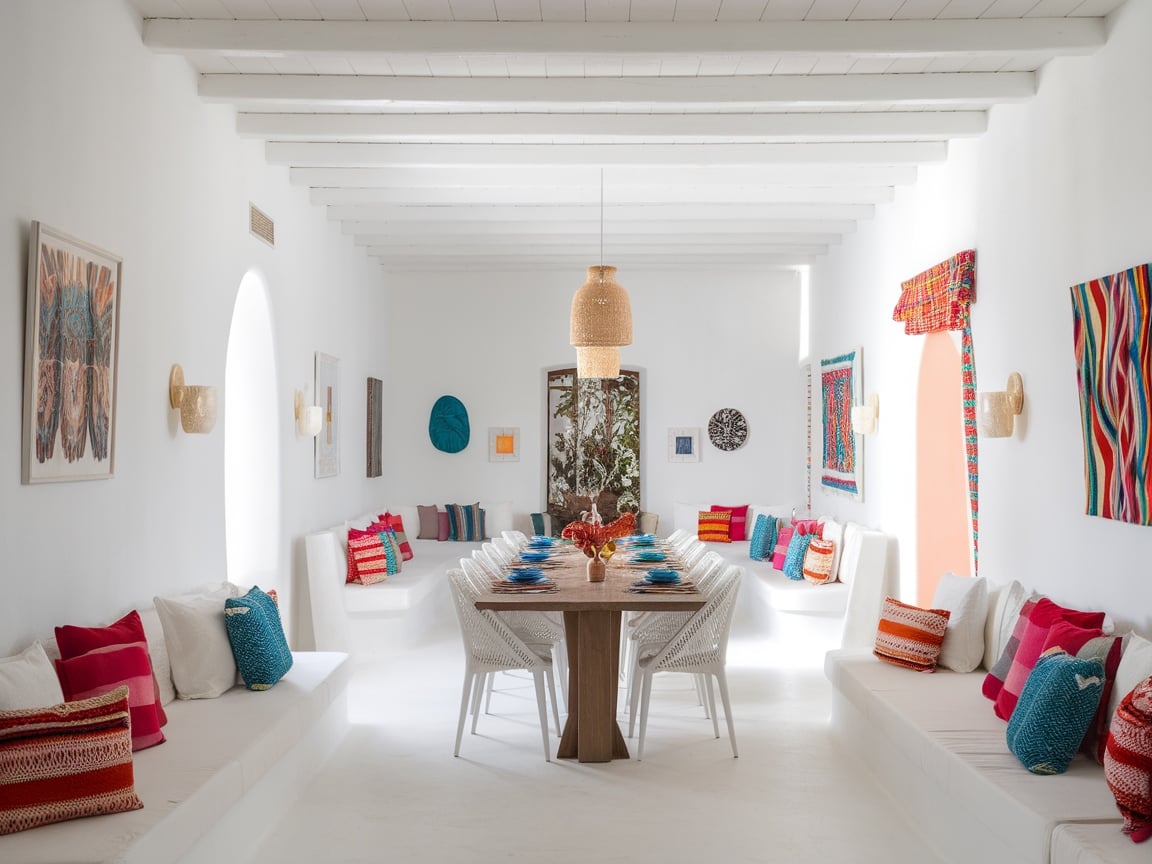 18. Scandinavian Dining Room with Colorful Accents