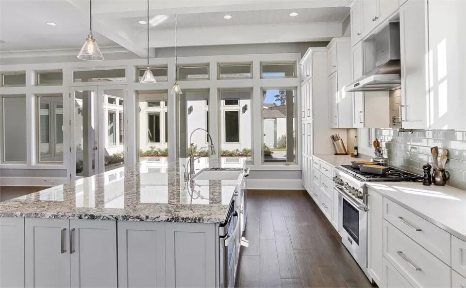 Stunning Kitchen with an Impressive Granite Island