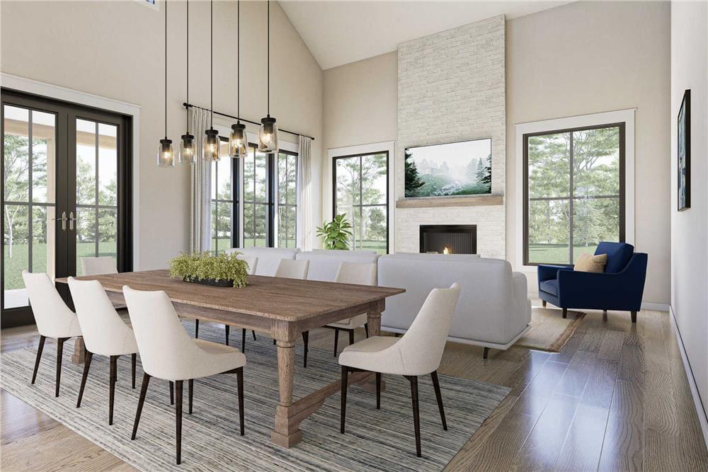 Check Out the Rustic Dining Table Under Stylish Pendant Lighting