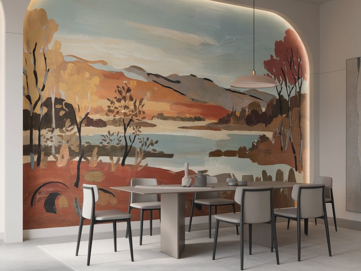 22. Artistic Dining Room with a Colorful Mural