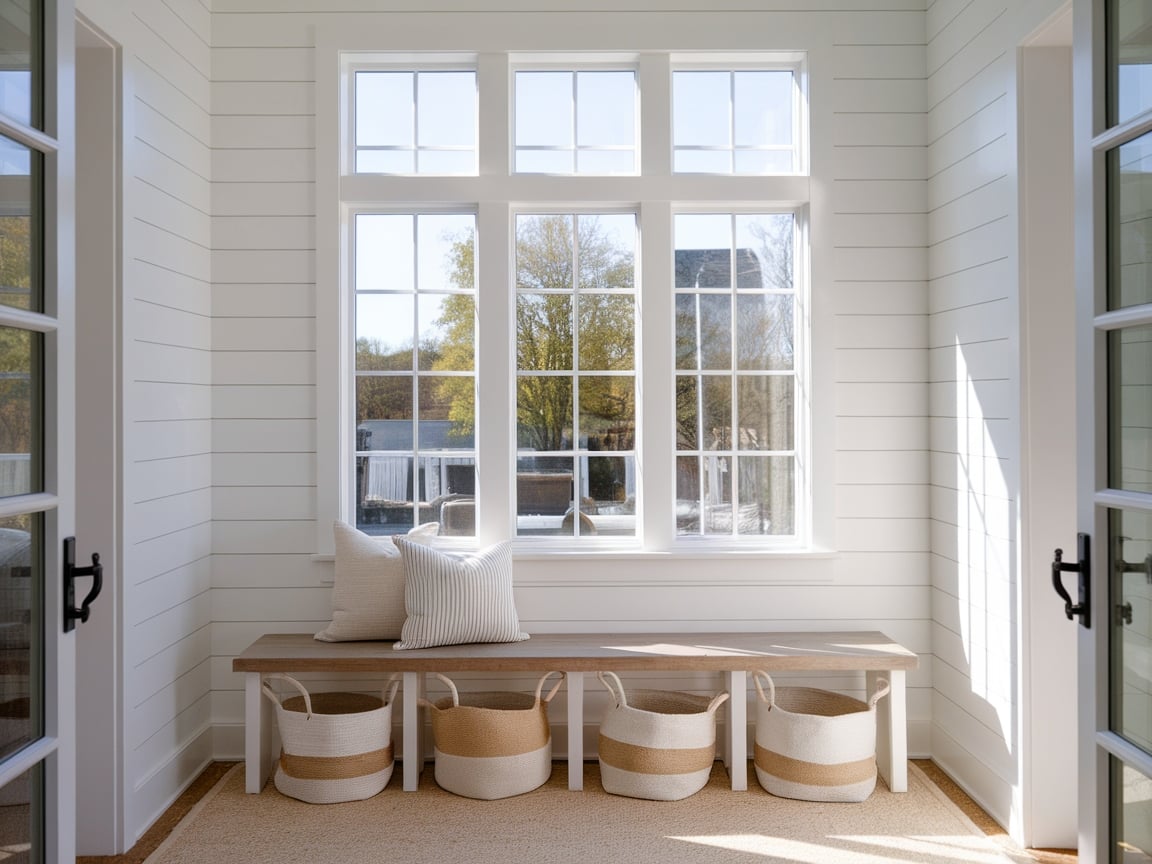 3. Bright Entryway with Shiplap Walls