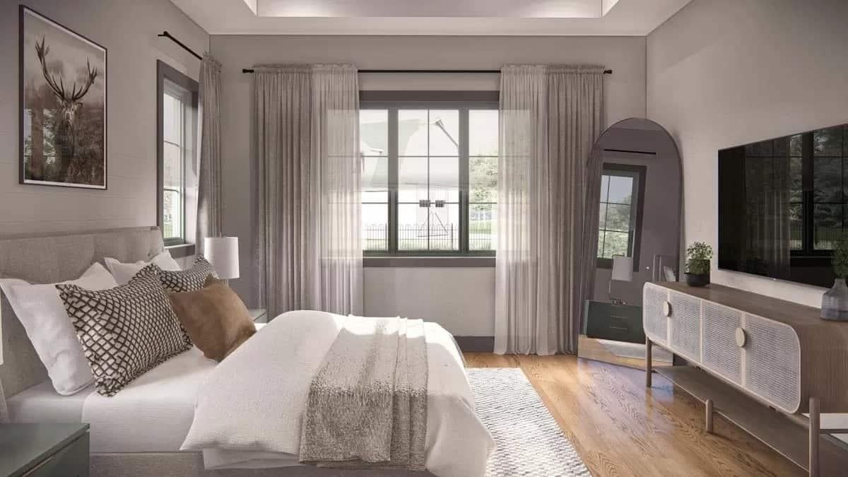 Sun-Drenched Bedroom with a Touch of Nature and Soft Textiles