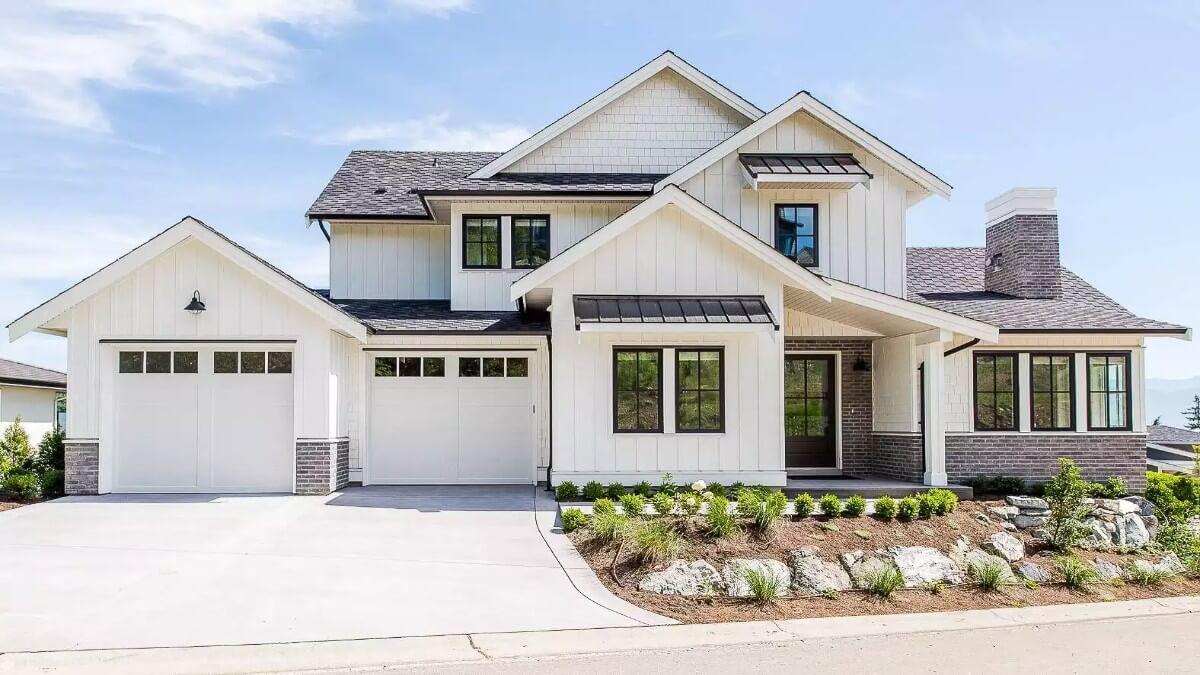 Modern Farmhouse Vibes with a Clean Blend of Brick and Board-and-Batten Siding