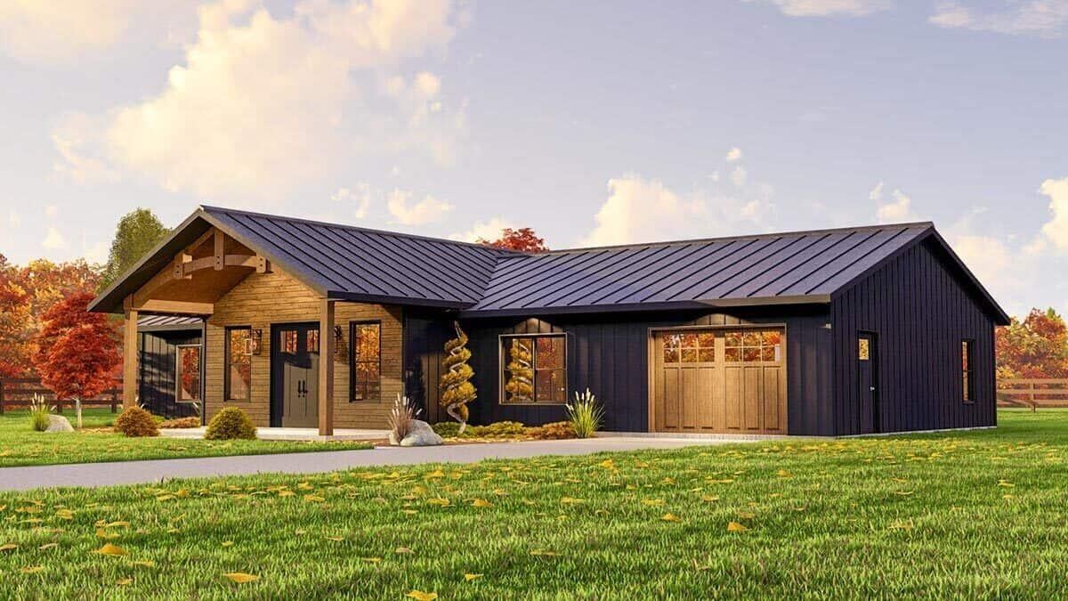 Notice the Stunning Blend of Wood and Black Siding on This Facade