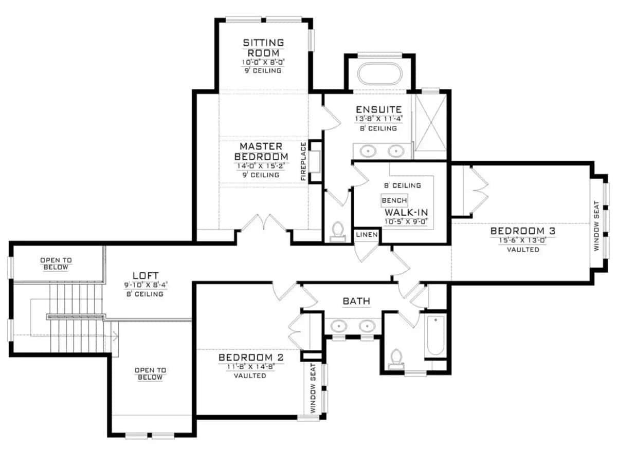 Functional Upper Floor with Cozy Loft and Vaulted Bedrooms