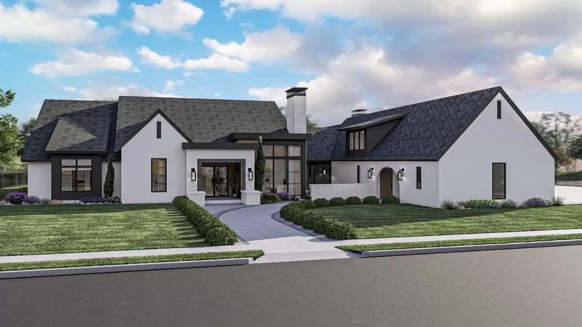 Modern Farmhouse Exterior with Eye-Catching Black Trim