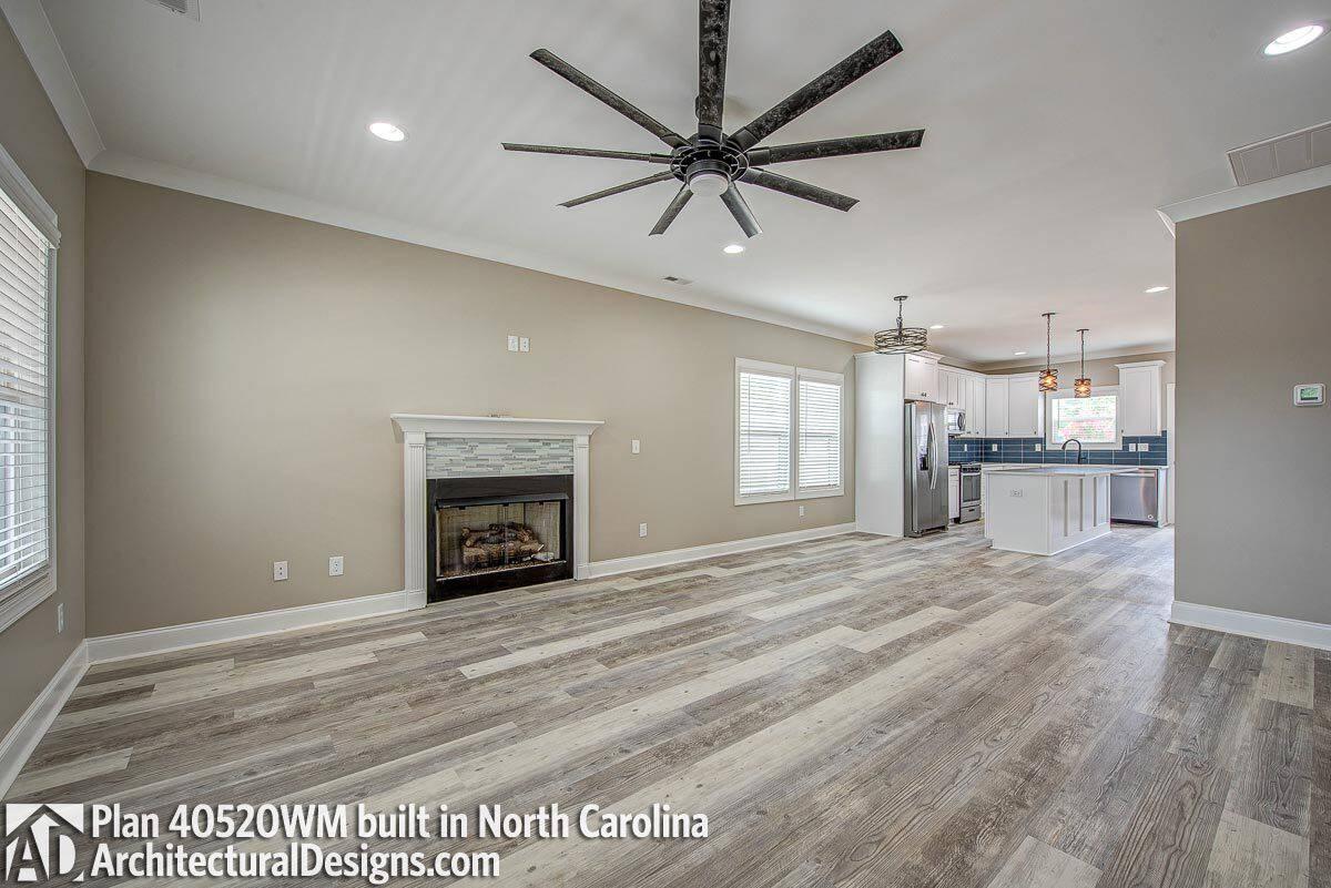Open Living Space with Striking Modern Fan as a Focal Point