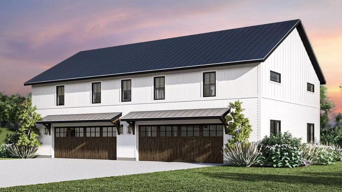 Check Out the Triple Garage Doors on This Modern Farmhouse