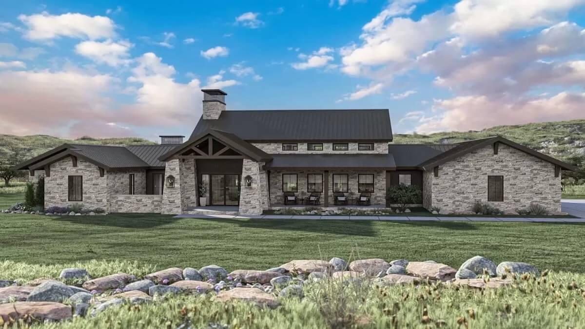 Rustic Ranch Home with Striking Stone Facade