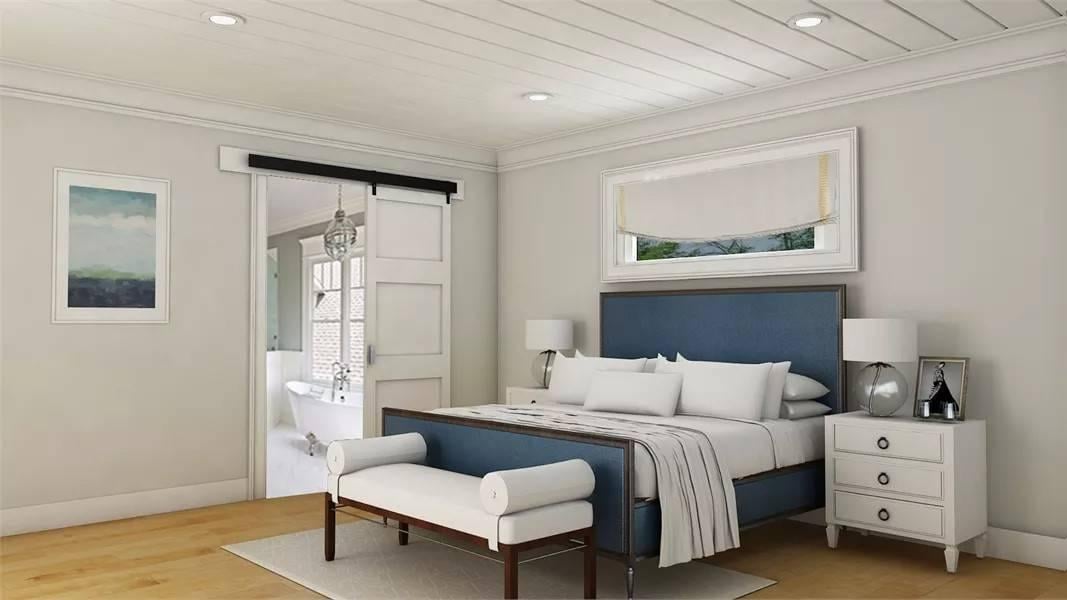 Cozy Craftsman Bedroom With a Chic Sliding Barn Door