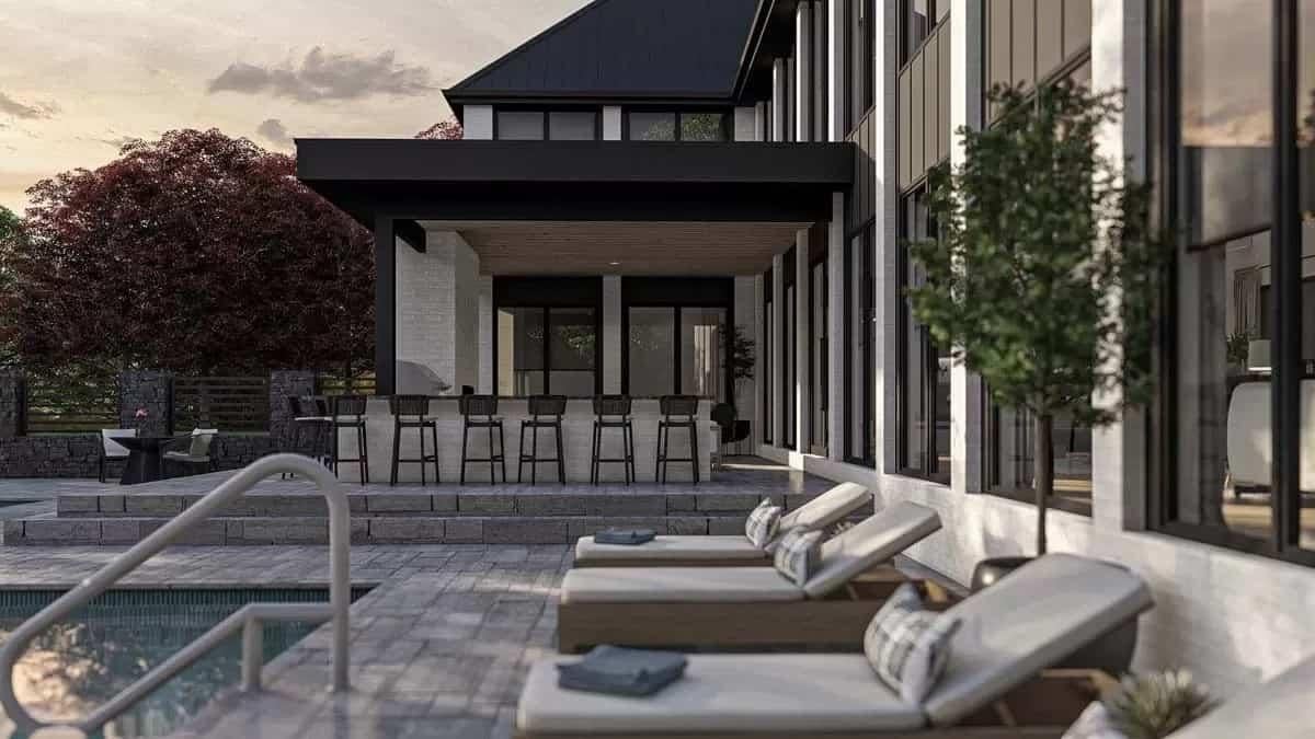 Poolside Perfection with a Covered Bar and Sleek Loungers