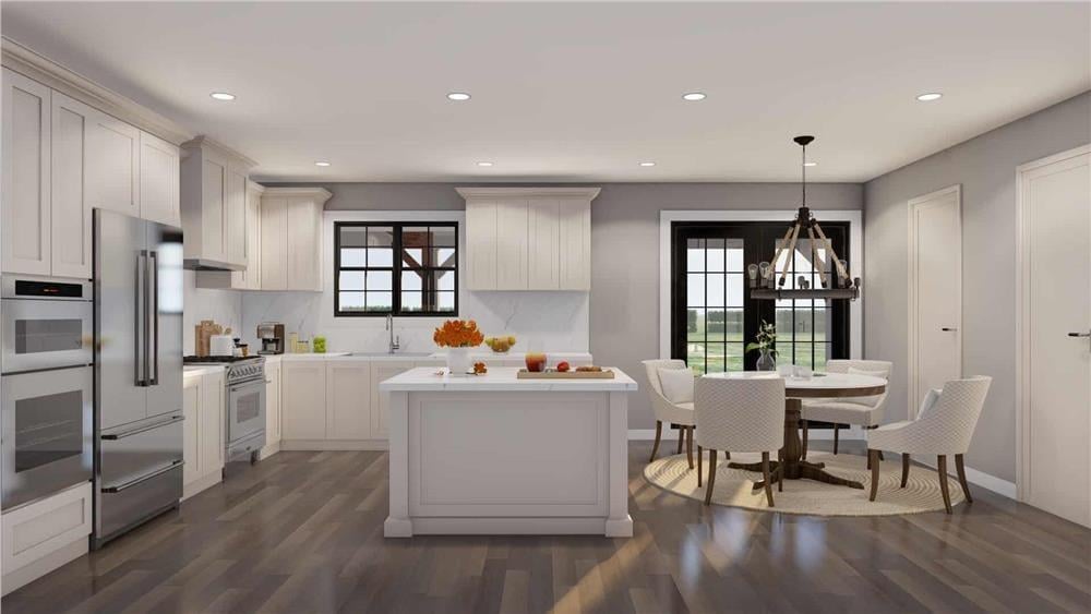 Look at the Chic Contrast of Dark Windows in This Bright Kitchen