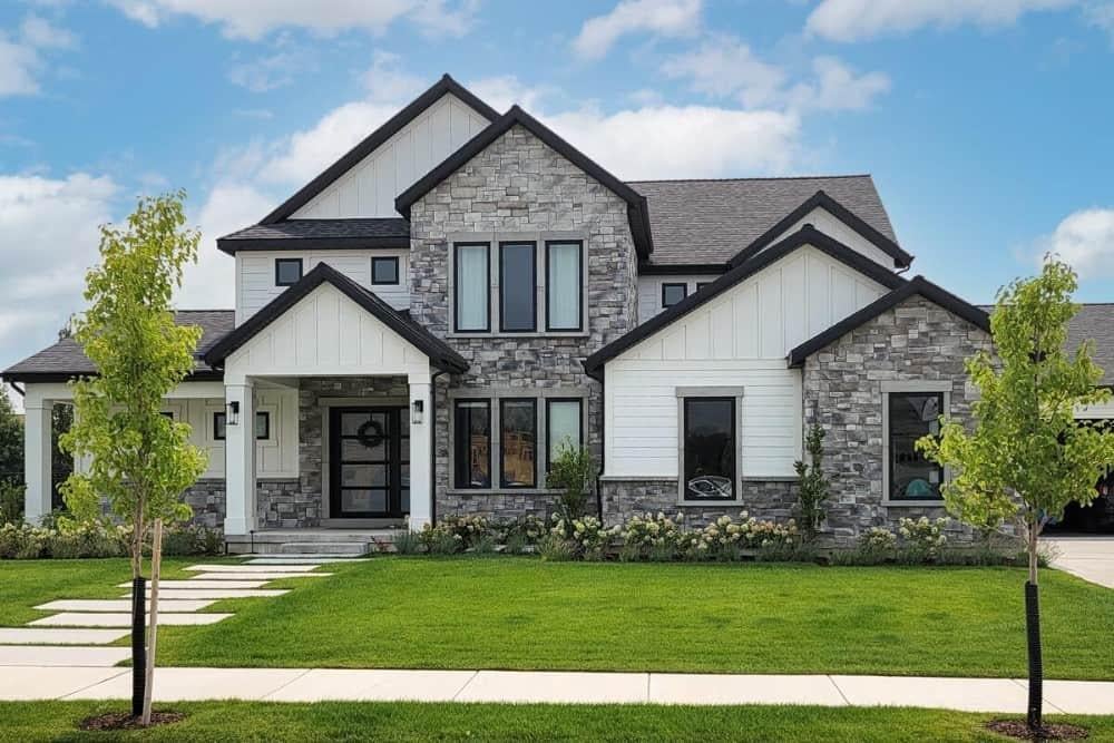 A Balance of Stone and Siding in This Craftsman Facade