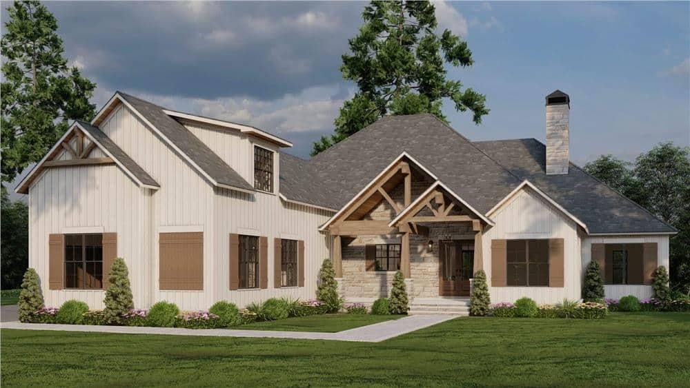 Craftsman Charm with an Inviting Gabled Porch and Stone Accents