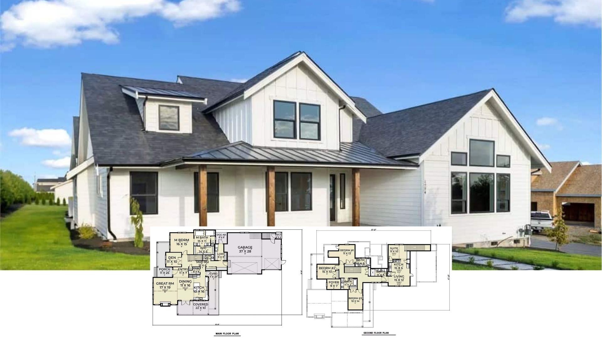 10 Four-Bedroom Farmhouse-Style Plans Showcase Modern Country Living