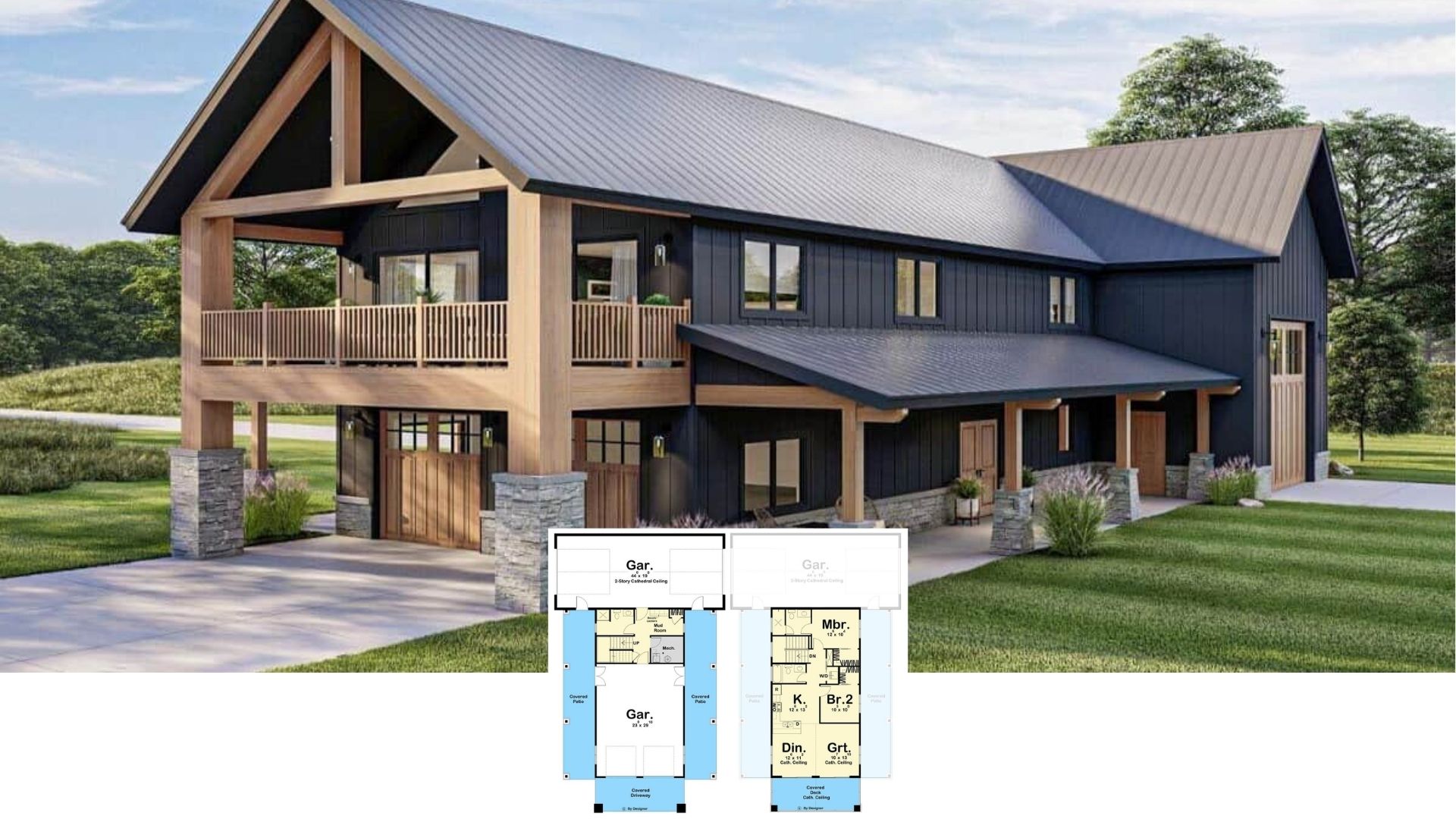 Modern Meets Rustic in the Designs of 10 Two-Bedroom Barndominiums (Floor Plans Included)