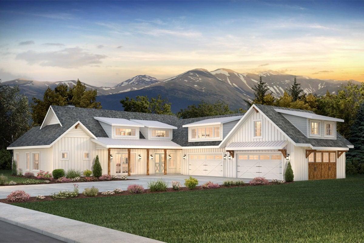 Wow, Check Out This Modern Farmhouse with Stunning Mountain Backdrop