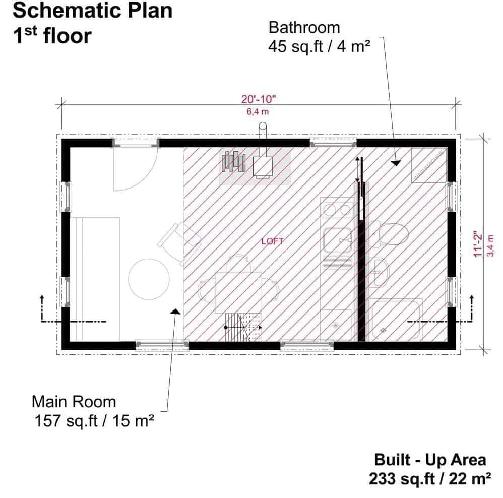 Compact Living: Discover the Efficient Layout in This 233 Sq. Ft. Home