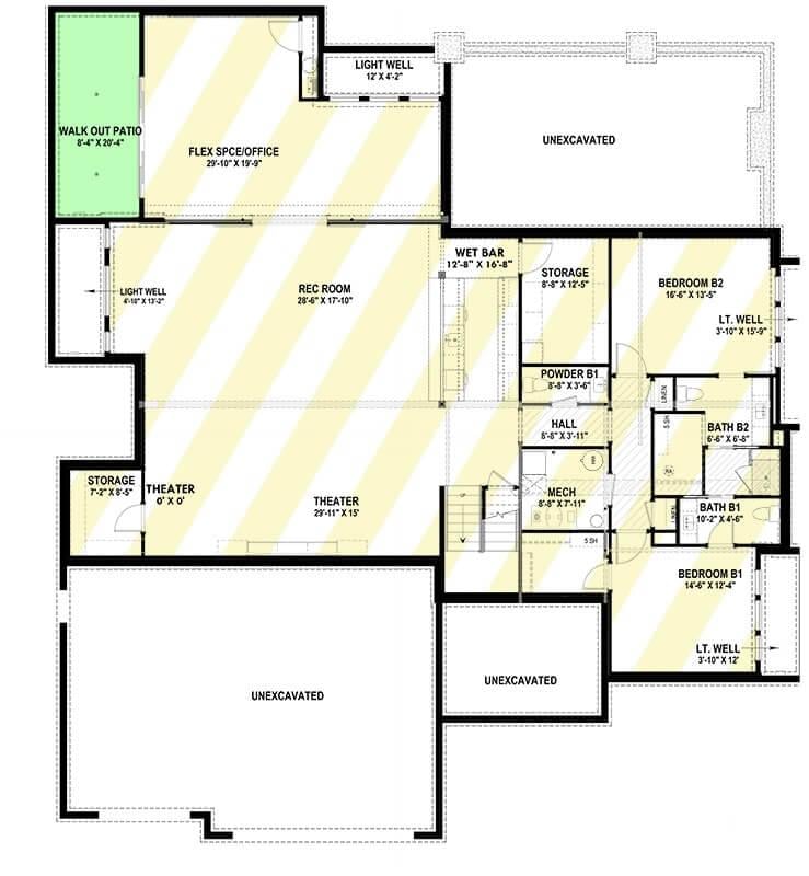 Check Out the Flexible Space and Theater in This Basement Layout