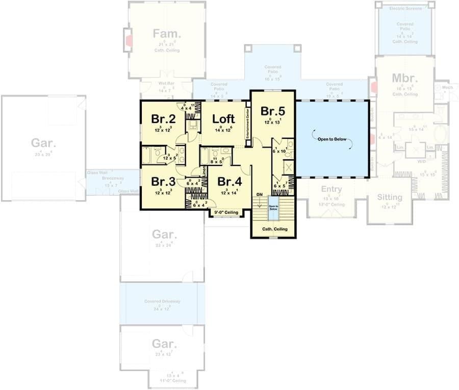 Explore the Spacious Upper Level with Its Five Bedrooms and Loft