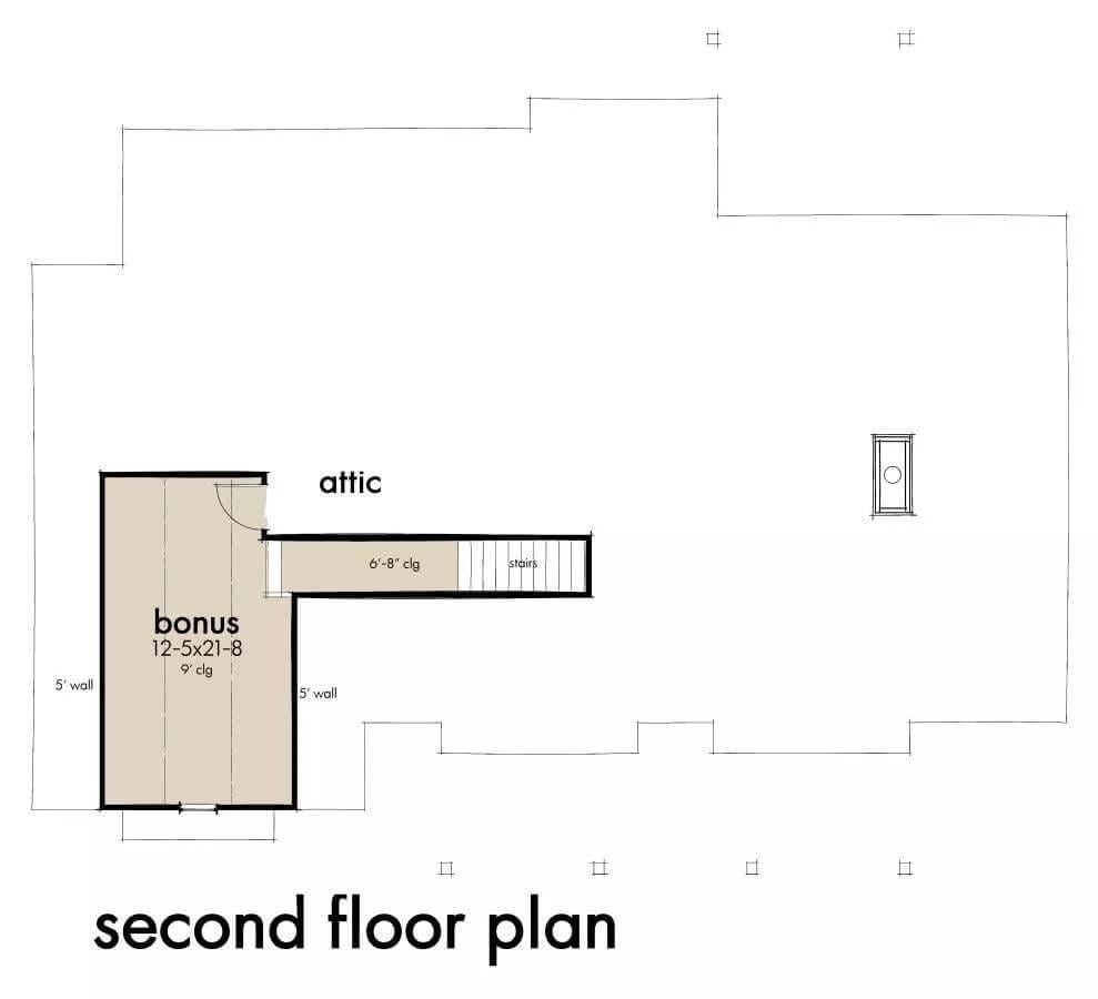 Explore the Bonus Room in This Second Floor Layout