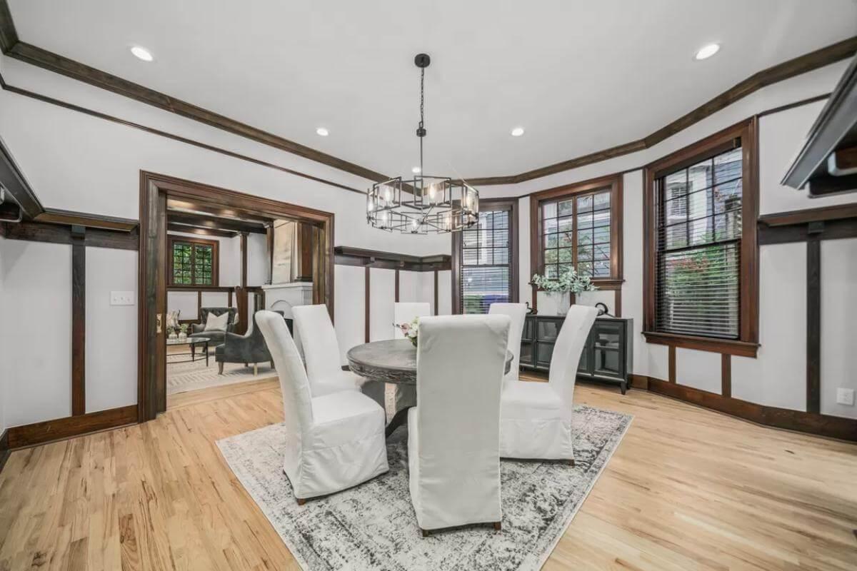 Admire the Unique Chandelier Highlighting This Craftsman Dining Room