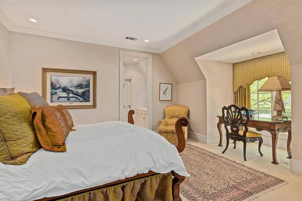 Charming Alcove and Desk Space in This Elegant Bedroom