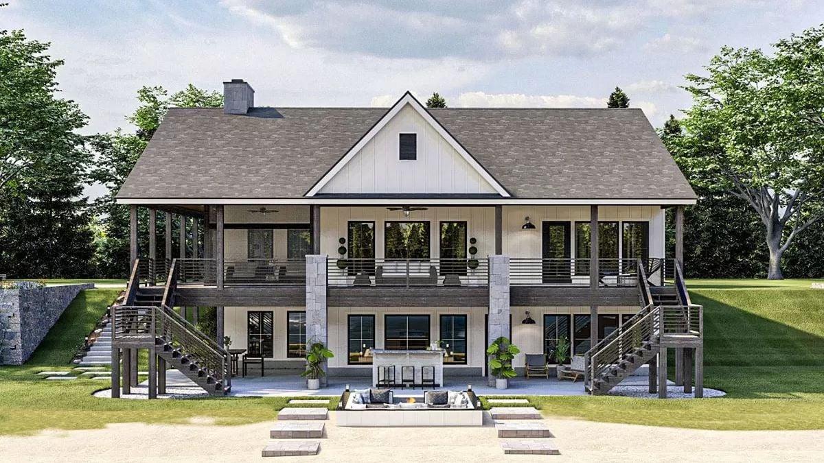 Look at This Two-Story Craftsman With a Stunning Lakefront Patio