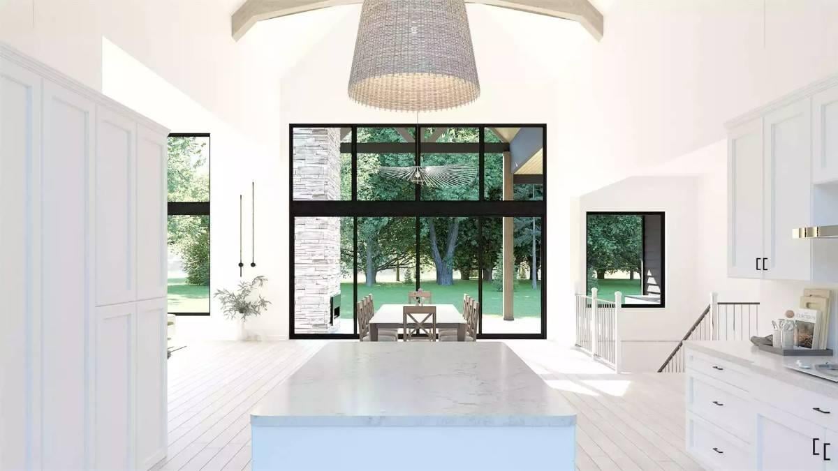 A Breathtaking View Through Vaulted Ceilings and Expansive Windows